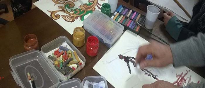 Laboratorio di pittura con i volntari dell'Hospice di Siracusa